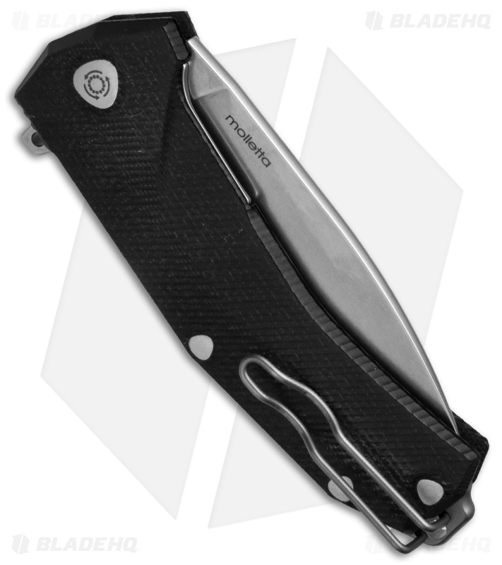 LionSteel KUR Flipper Knife Black G-10 (3.43" Stonewash)