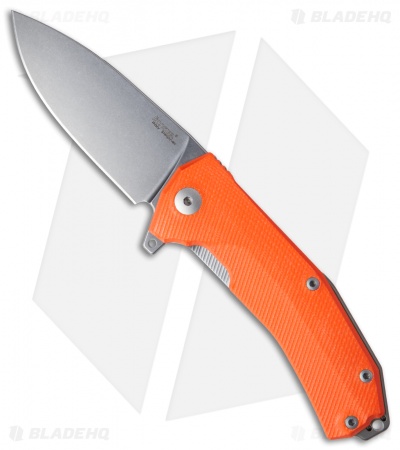 LionSteel KUR Flipper Knife Orange G10 (3.43" Stonewash)