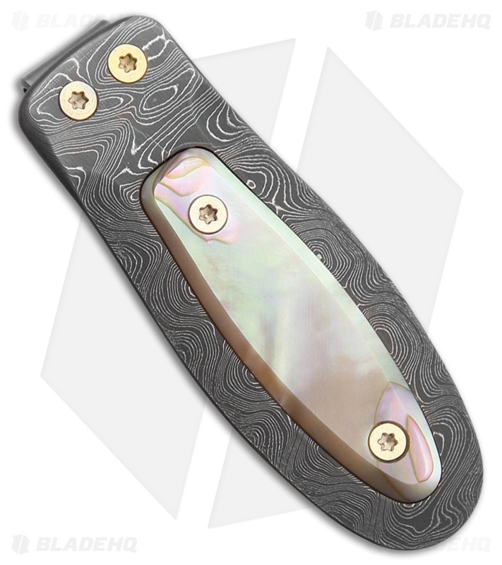 LionSteel Damascus Gentleman's Pocket Money Clip w/ Mother of Pearl Insert