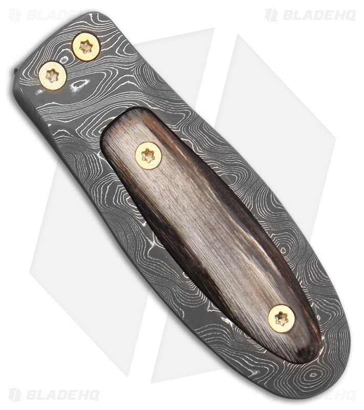 LionSteel Damascus Gentleman's Pocket Money Clip w/ Ram Horn Insert