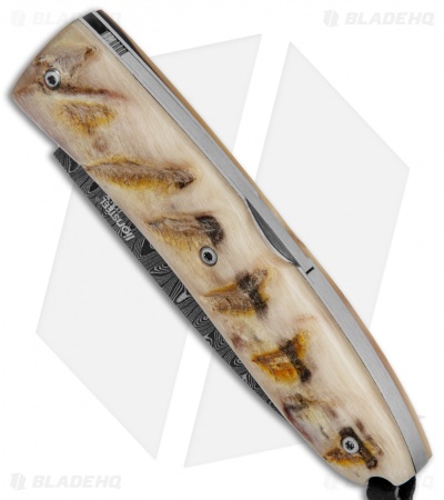 LionSteel Opera Gentleman's Lock Back Knife Ram Horn (2.875" Damascus)