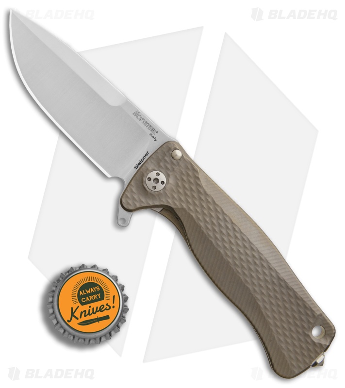 LionSteel SR-22 Flipper Knife | Integral Titanium Frame Lock | Bronze