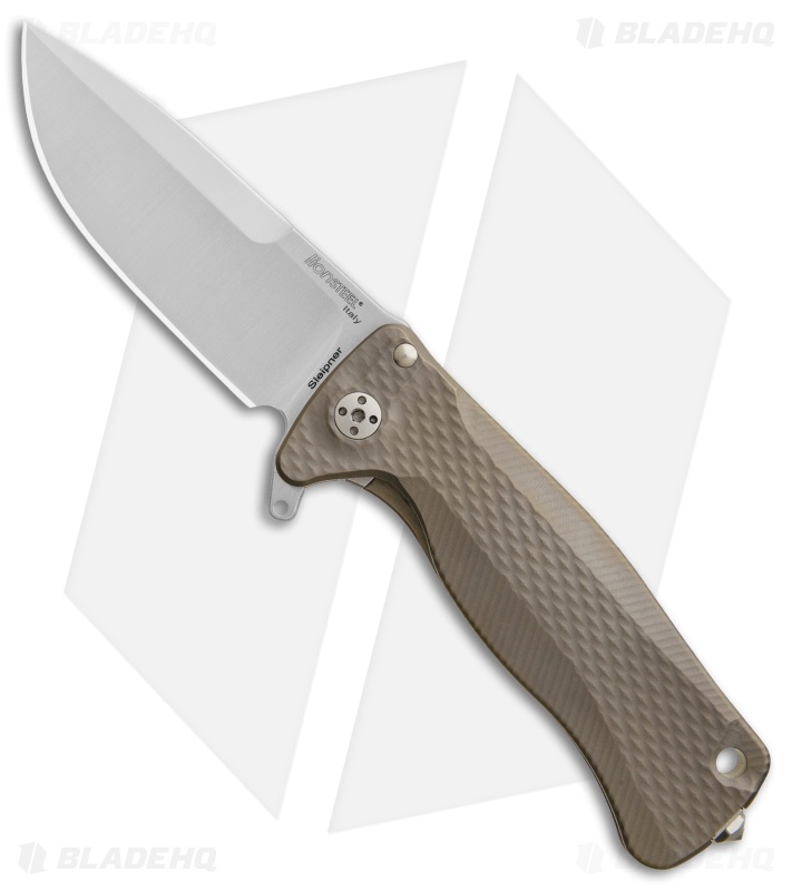 LionSteel SR-22 Flipper Integral Frame Lock Knife Bronze Titanium (3.125" Satin)