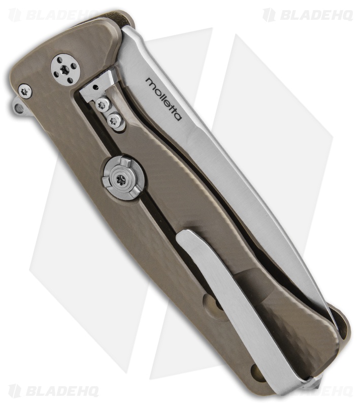 LionSteel SR-22 Flipper Integral Frame Lock Knife Bronze Titanium (3.125" Satin)