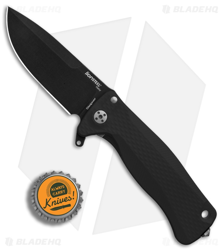 LionSteel SR-22 Flipper Knife | Black Integral Frame Lock | Blade HQ