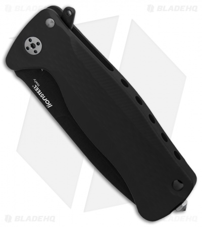 LionSteel SR-22A Flipper Integral Frame Lock Knife Black Al (3.125" Black)