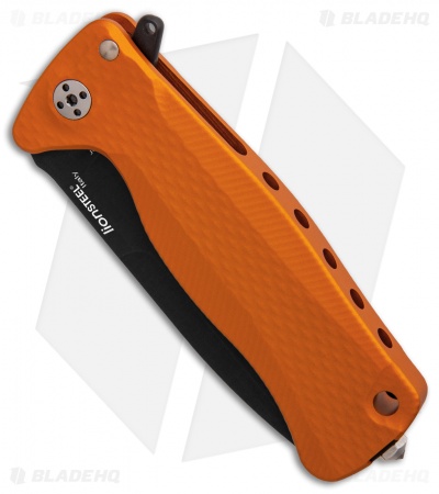 LionSteel SR-22A Flipper Integral Frame Lock Knife Orange Al (3.125" Black)