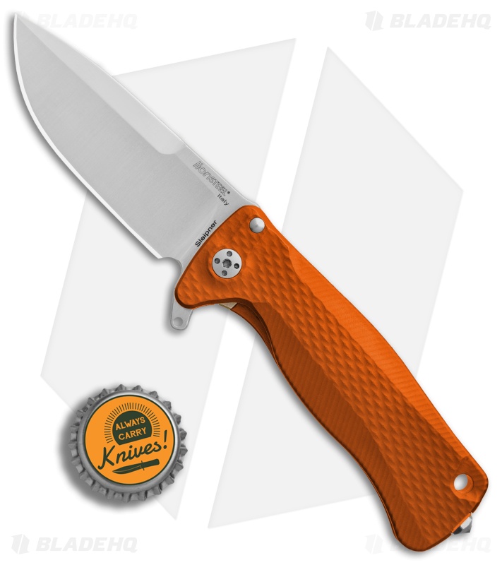 LionSteel SR-22 Flipper Integral Frame Lock Knife Orange Al. (3.125" Satin)