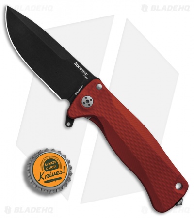 LionSteel SR-22A Flipper Integral Frame Lock Knife Red Al (3.125" Black)