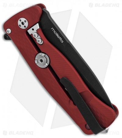 LionSteel SR-22A Flipper Integral Frame Lock Knife Red Al (3.125" Black)