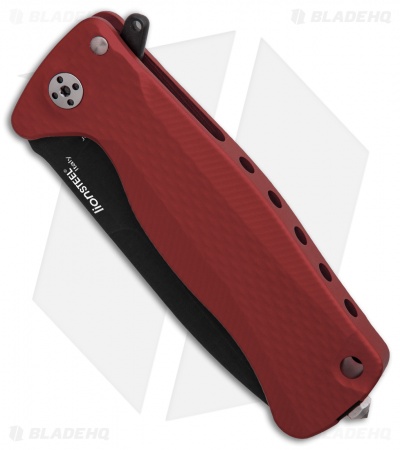 LionSteel SR-22A Flipper Integral Frame Lock Knife Red Al (3.125" Black)