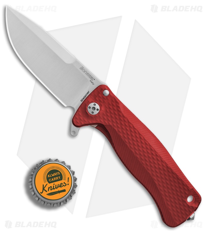 LionSteel SR-22A Flipper Integral Frame Lock Knife Red Al (3.125" Satin)