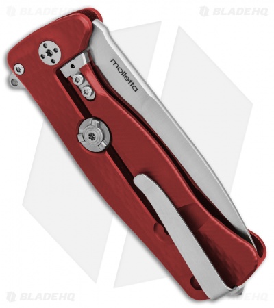 LionSteel SR-22A Flipper Integral Frame Lock Knife Red Al (3.125" Satin)