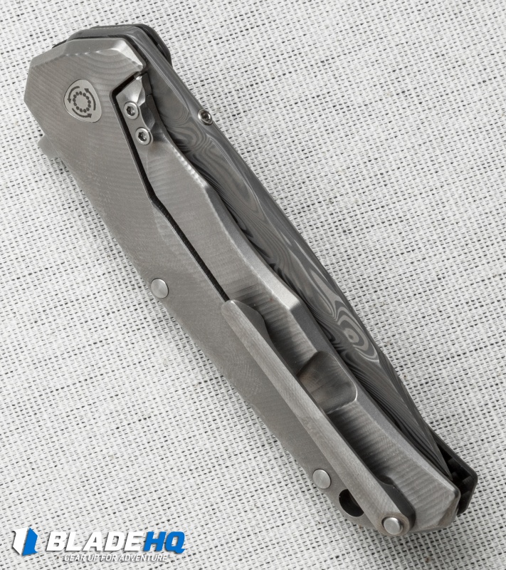 LionSteel Three Rapid Exchange Flipper Knife Carbon Fiber (2.8" Damascus) TREDT
