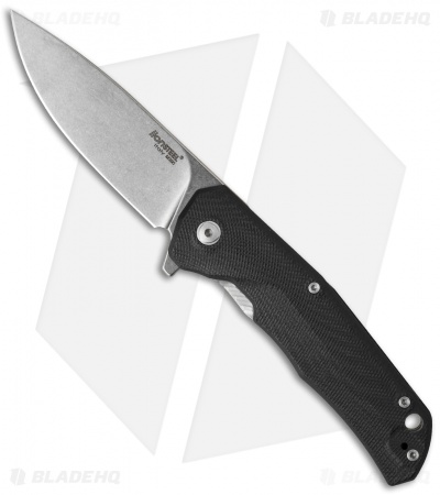 LionSteel TRE Flipper Frame Lock Knife Black G-10 (2.9" Stonewash)