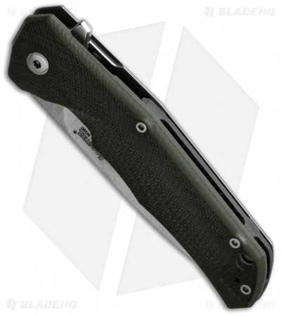 LionSteel TRE Flipper Frame Lock Knife Green G-10 (2.9" Stonewash)