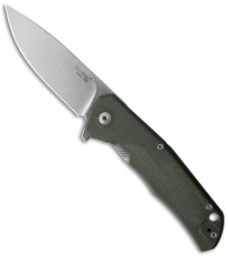 LionSteel TRE Flipper Frame Lock Knife Green G-10 (2.9" Stonewash)