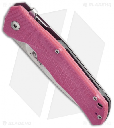 LionSteel TRE Flipper Frame Lock Knife Pink G-10 (2.9" Stonewash)