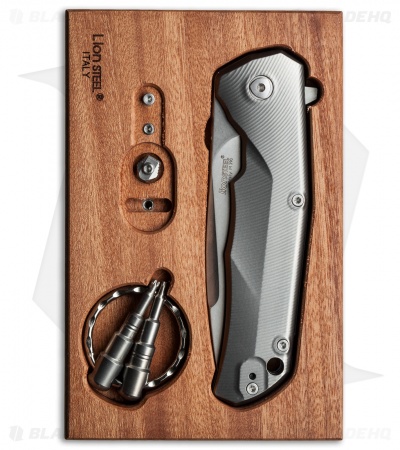 LionSteel TRE Three Rapid Exchange Frame Lock Knife Bronze Clip (2.9" Stonewash)