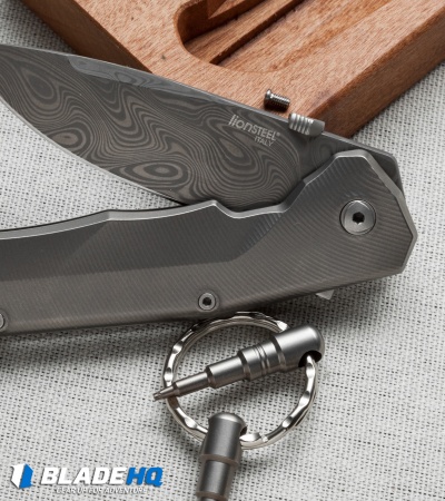 Lion Steel TRE Three Rapid Exchange Flipper Knife Titanium (2.8" Damascus) TREDT