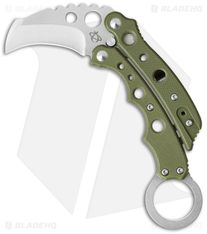 Mantis Vuja De Balisong Karambit Crossover Knife Green G-10 (2" Satin) MK-4G