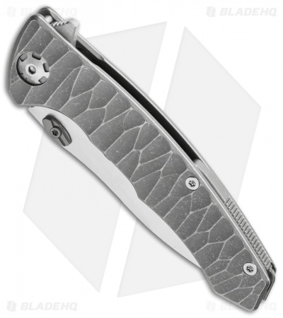 Maxace Corvus Framelock Flipper Knife Gray Ti (3.75" Satin M390)