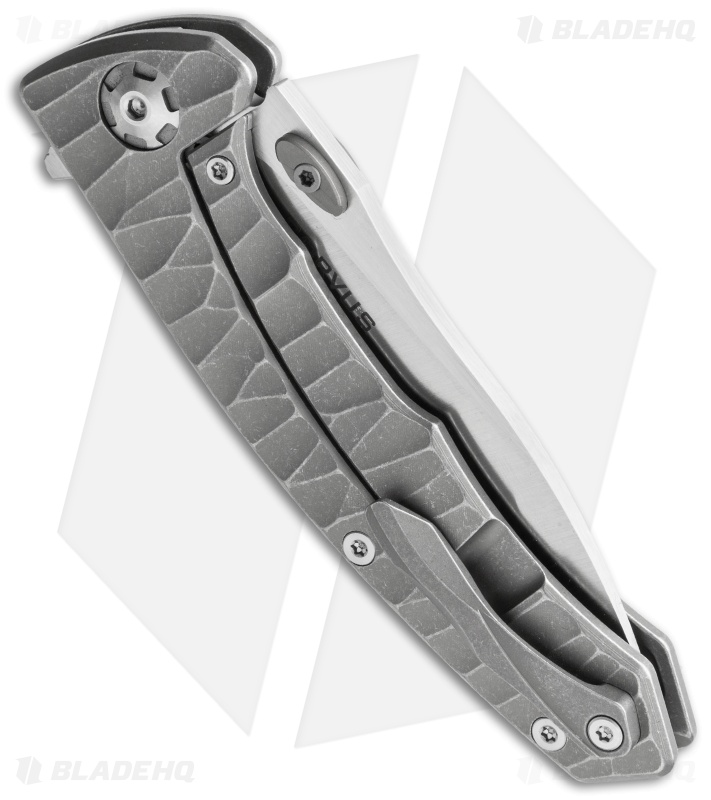 Maxace Corvus Framelock Flipper Knife Gray Ti (3.75" Satin M390)