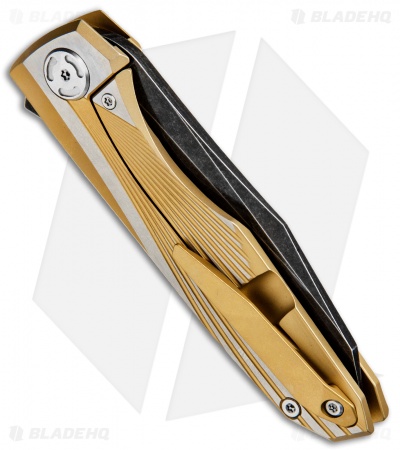 Maxace Knives Cicada Frame Lock Knife Gold Ti (3.75" Black SW)