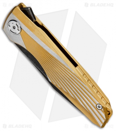 Maxace Knives Cicada Frame Lock Knife Gold Ti (3.75" Black SW)