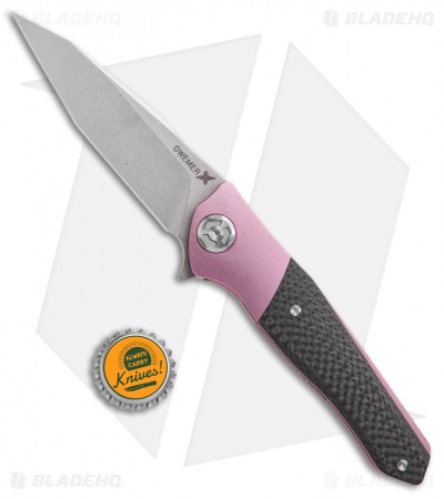 Maxace Dwemer Assassin Liner Lock Knife Carbon Fiber/ Purple Ti (3.8" Stonewash)