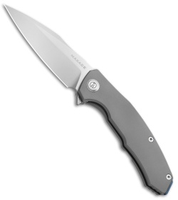 Maxace Halictus Frame Lock Knife Ti w/ Blue Clip (3.75" Stonewash)