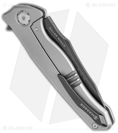 Maxace Killer Whale 2.0 Frame Lock Knife Titanium (4" Black SW) MKW202