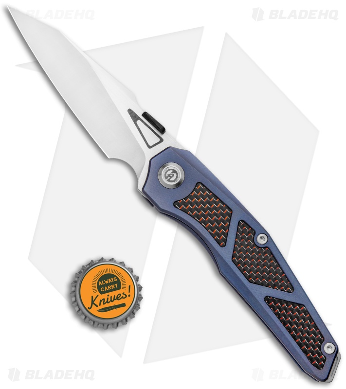 Maxace Knives Glede Frame Lock Knife Blue Ti/Red LSCF (3.75" Satin) MG03