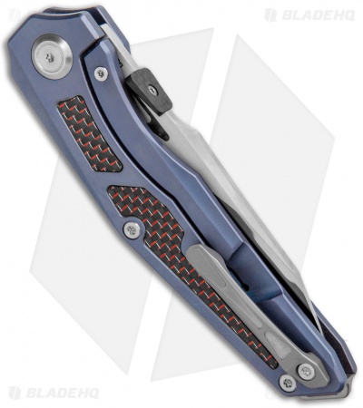 Maxace Knives Glede Frame Lock Knife Blue Ti/Red LSCF (3.75" Satin) MG03