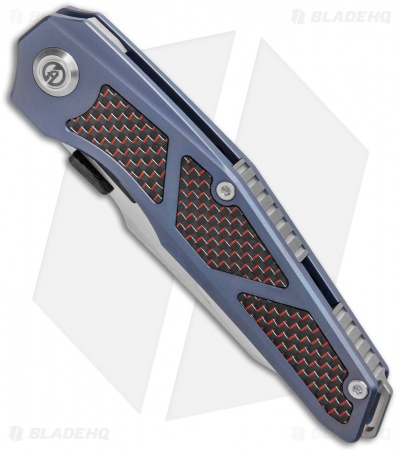 Maxace Knives Glede Frame Lock Knife Blue Ti/Red LSCF (3.75" Satin) MG03