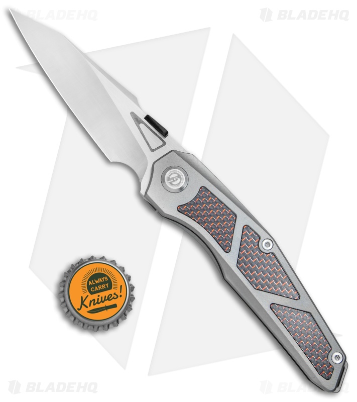 Maxace Knives Glede Frame Lock Knife Tumbled Ti/Red LSCF (3.75" Satin) MG05