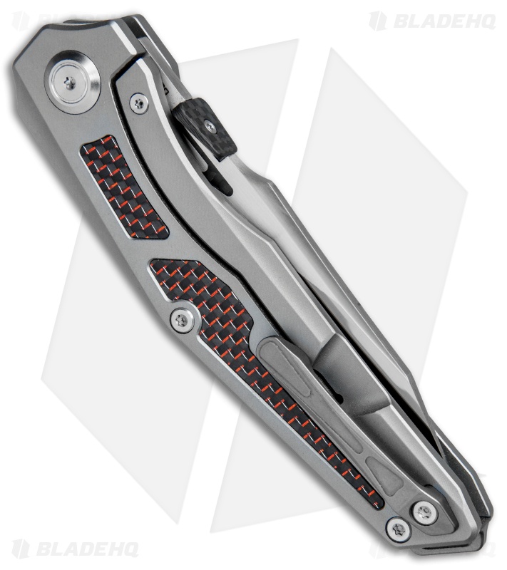 Maxace Knives Glede Frame Lock Knife Tumbled Ti/Red LSCF (3.75" Satin) MG05