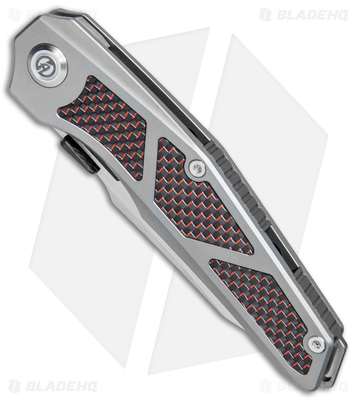 Maxace Knives Glede Frame Lock Knife Tumbled Ti/Red LSCF (3.75" Satin) MG05