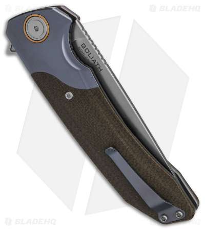 Maxace Knives Goliath 2.0 Liner Lock Knife Micarta/Blue Titanium (4.5" SW)