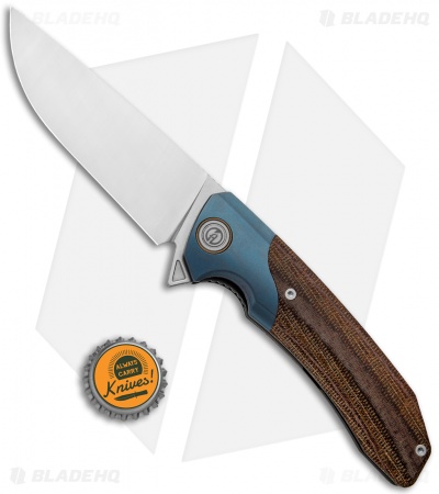 Maxace Knives Goliath 2.0 Liner Lock Knife Micarta/Blue Titanium (4.5" Satin)
