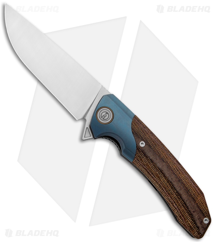 Maxace Knives Goliath 2.0 Liner Lock Knife Micarta/Blue Titanium (4.5" Satin)