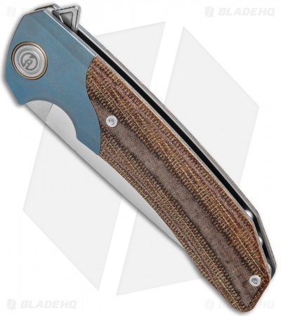 Maxace Knives Goliath 2.0 Liner Lock Knife Micarta/Blue Titanium (4.5" Satin)