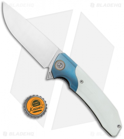 Maxace Knives Goliath 2.0 Liner Lock Knife White G10/ Blue Titanium (4.5" Satin)