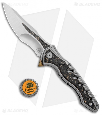 Maxace Knives Hive Frame Lock Knife Gold Marble CF (4.25" Satin w/ CF Inlay)