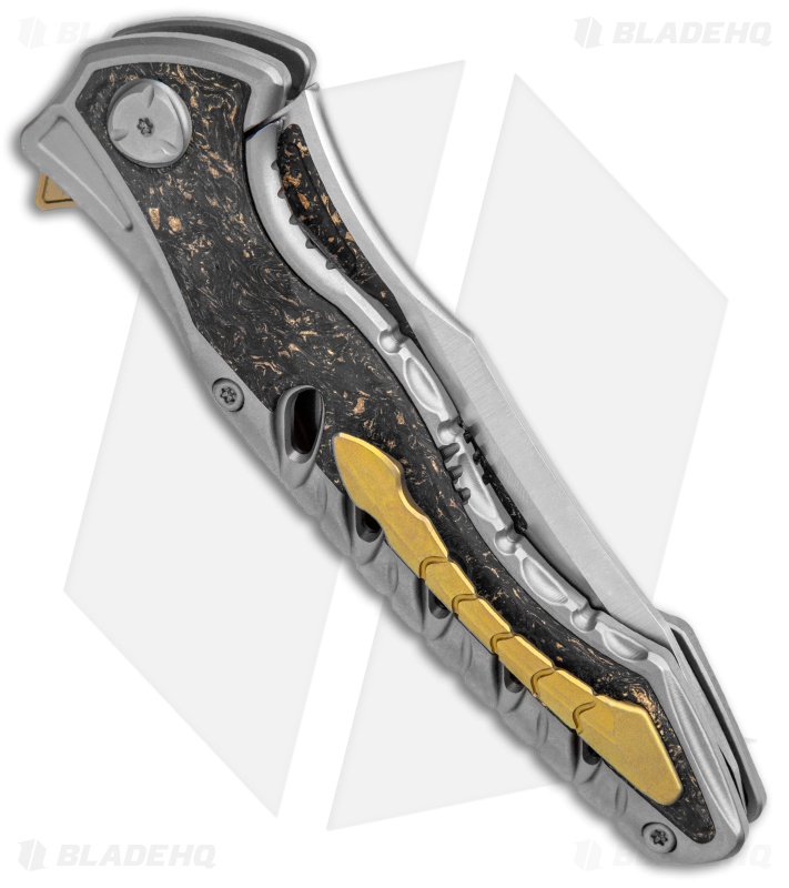 Maxace Knives Hive Frame Lock Knife Gold Marble CF (4.25" Satin w/ CF Inlay)