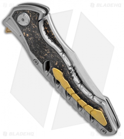 Maxace Knives Hive Frame Lock Knife Gold Marble CF (4.25" Satin w/ CF Inlay)