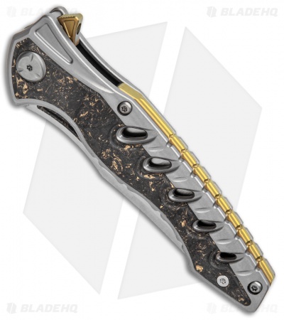 Maxace Knives Hive Frame Lock Knife Gold Marble CF (4.25" Satin w/ CF Inlay)