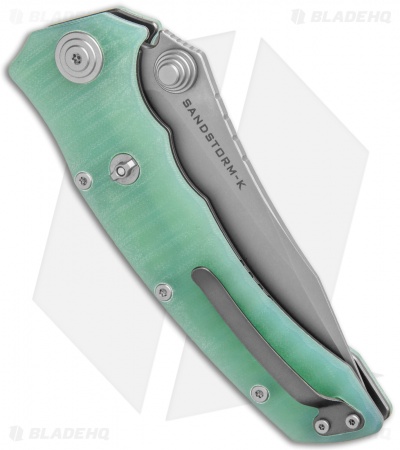 Maxace Knives Sandstorm-K Liner Lock Knife Natural Jade G10 (4.4" Stonewash)