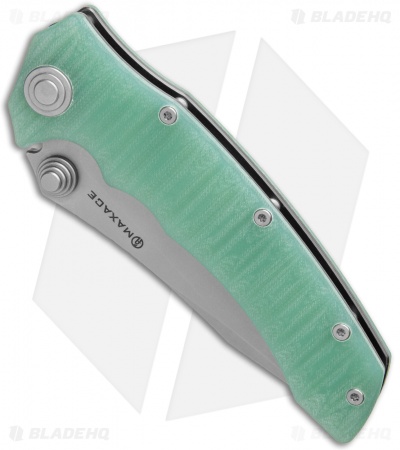 Maxace Knives Sandstorm-K Liner Lock Knife Natural Jade G10 (4.4" Stonewash)