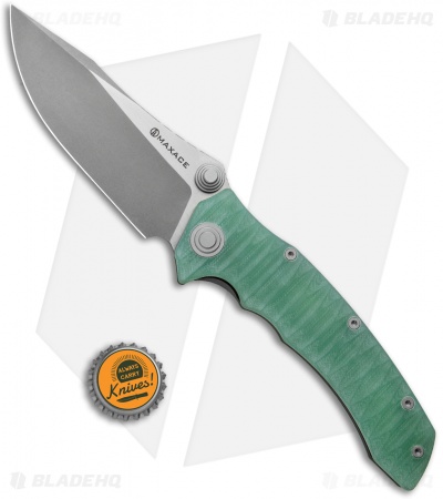 Maxace Knives Sandstorm-K Liner Lock Knife Natural Jade G10 (4.4" Two-Tone Gray)